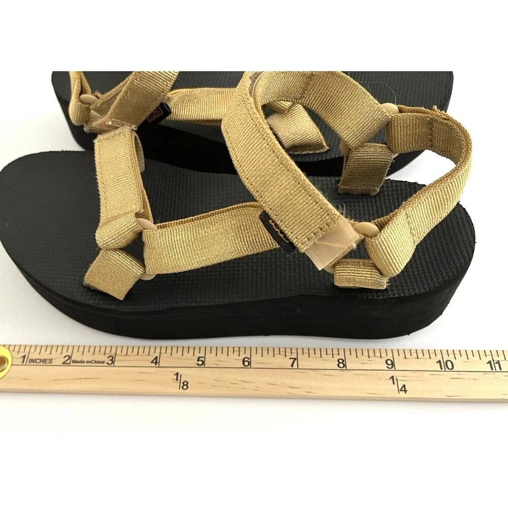 Teva Sandals Midform Universal #1090969 Metallic Champagne Adjust Sz 9 EVA Sole